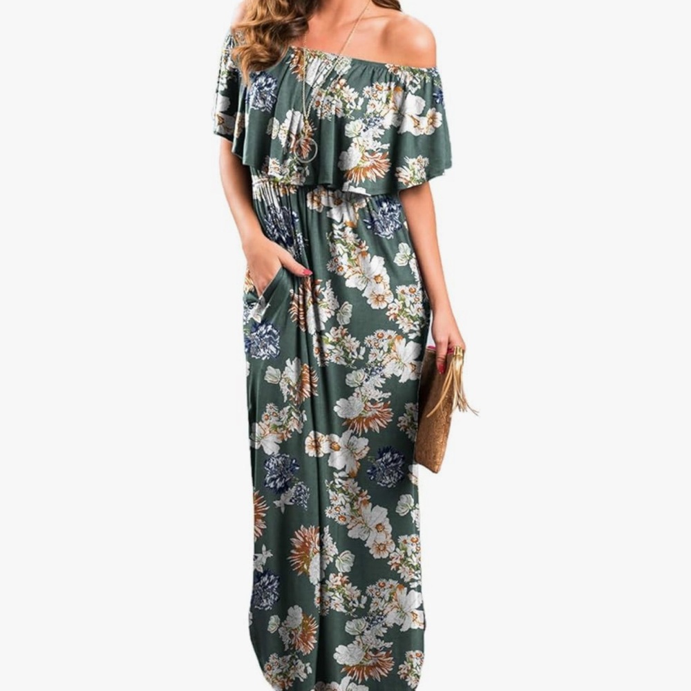 Elegant Floral Off-Shoulder Maxi Dress